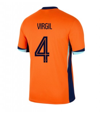 Nederländerna Virgil van Dijk #4 Hemmatröja EM 2024 Kortärmad